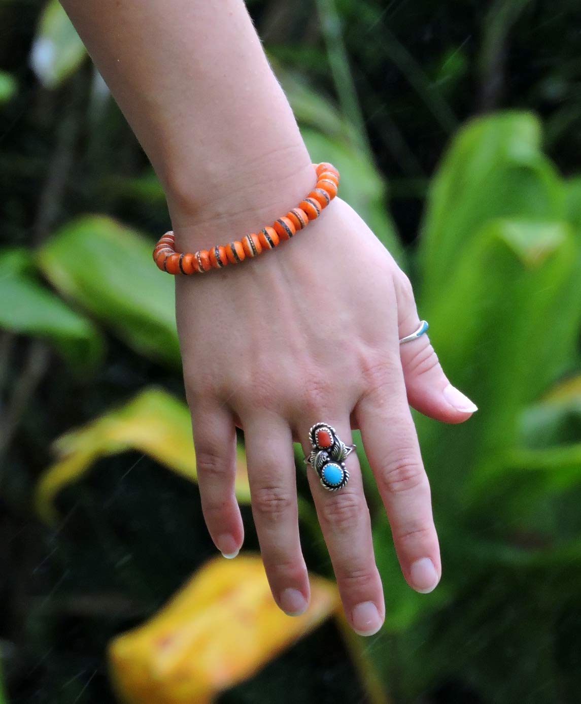 Hands Of Tibet Tibetan Prayer Mala Embedded Medicine Bracelet Yoga Healing Beads Adjustable Wrist Mala For Meditation Many Color Choices (Orange)