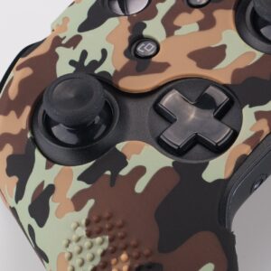 9CDeer Studded Protective Customize Transfer Printing Silicone Cover Skin Sleeve Case + 8 Thumb Grips Analog Caps for Xbox One/S/X Controller Brown Camouflage Compatible with Official Stereo Headset