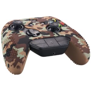 9CDeer Studded Protective Customize Transfer Printing Silicone Cover Skin Sleeve Case + 8 Thumb Grips Analog Caps for Xbox One/S/X Controller Brown Camouflage Compatible with Official Stereo Headset