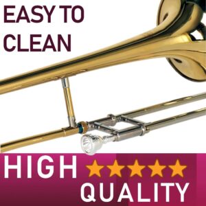 Libretto Trombone ALL-INCLUSIVE Care Kit: Flexible Bore Brush + Mouthpiece Brush + Slide Oil+ Microfiber Cleaning Cloth + Slide Grease, w/Handy Case, Time to Clean & Extend Life of your Trombone!