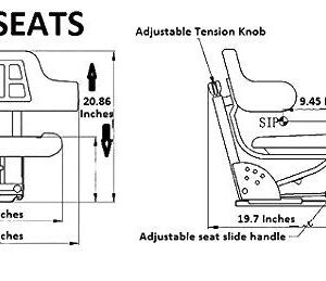 BLUE TRAC SEATS BRAND TRIBACK STYLE UNIVERSAL TRACTOR SUSPENSION SEAT WITH TILT FITS FORD/NEW HOLLAND 3000 3010 3300 3330 3400 3600 3610 (SAME DAY SHIPPING - Delivers in 1-4 Business days)