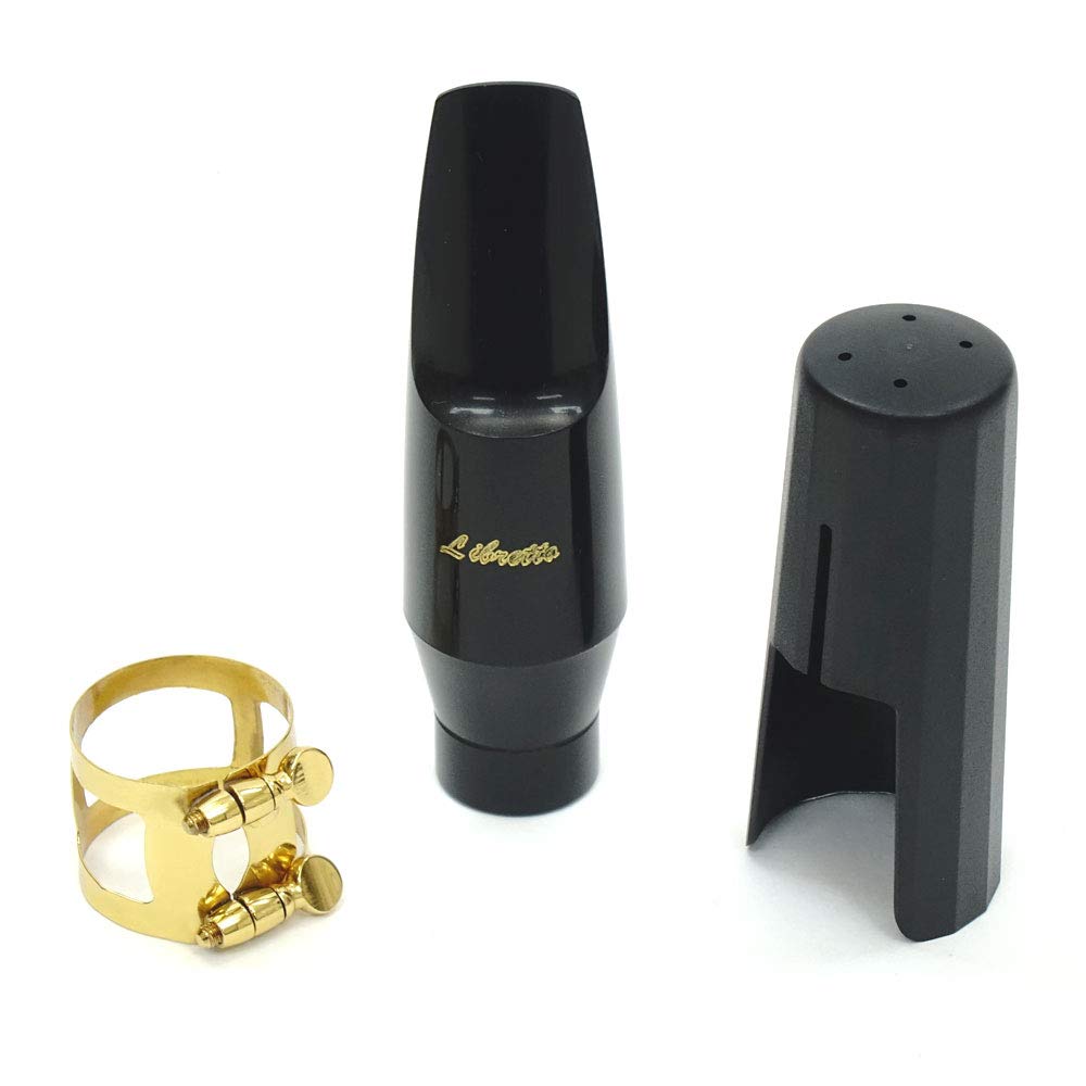 Libretto Tenor Saxophone Mouthpiece Kit, Giftable Standard Mouthpiece Set: ABS 5C Mouthpiece, Plastic Cap, Gold Lacquered Ligature. Finely Designed for Beginners and Intermediates