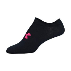 Under Armour Youth Essential 2.0 Lightweight No Show Socks, 6-Pairs, Black Penta Pink Assorted, Small