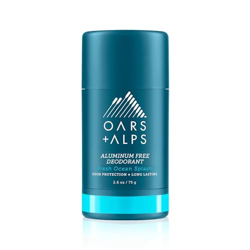 Oars + Alps Aluminum Free Deodorant for Men and Women, Dermatologist Tested and Made with Clean Ingredients, Vegan, Travel Size, Fresh Ocean Splash, 1 Pack, 2.6 Oz