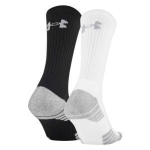 Under Armour Tech Crew Socks 2 Pairs, Black/White Assorted, Medium