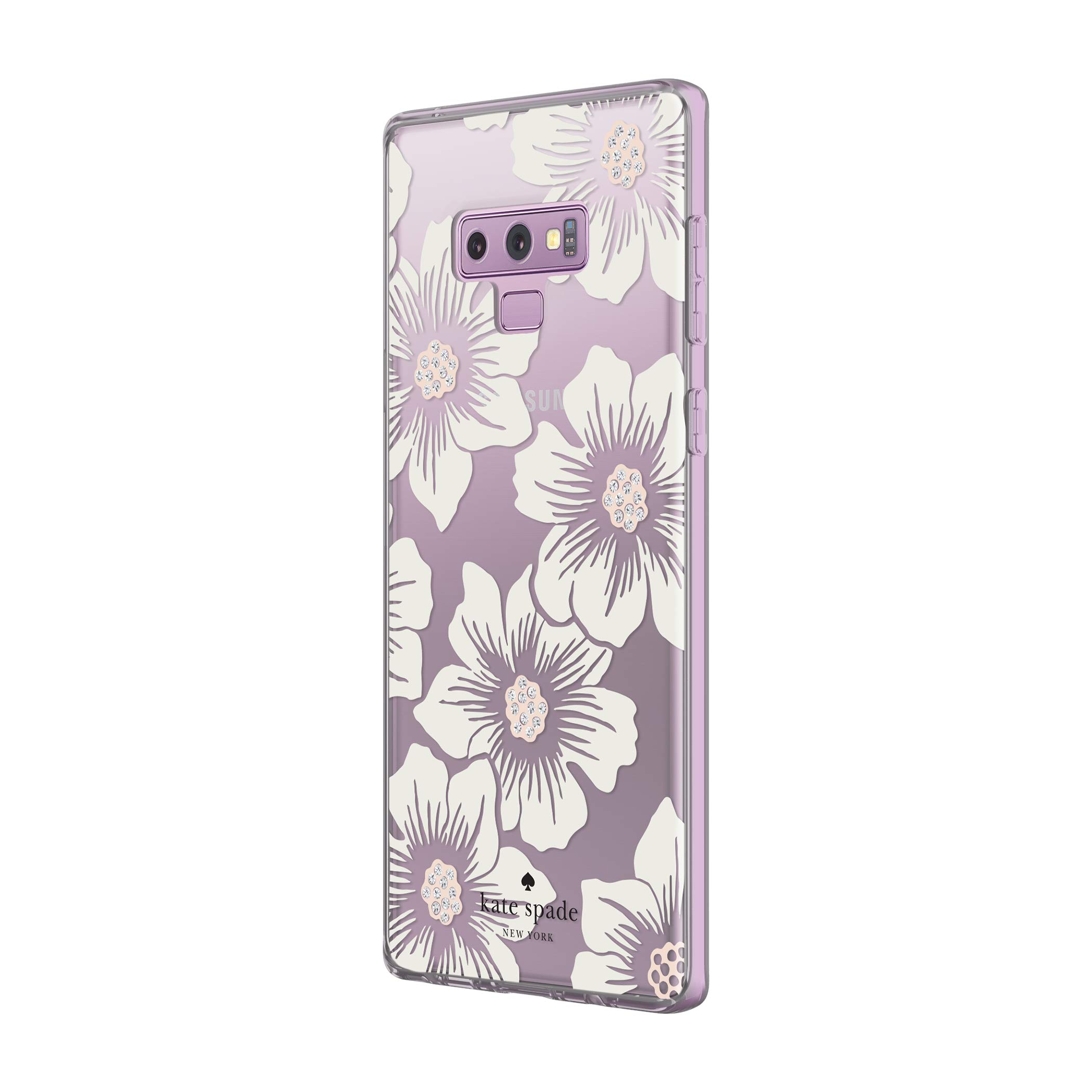 kate spade new york Defensive Hardshell Case for Samsung Galaxy Note9 - Hollyhock Floral Clear/Cream with Stones