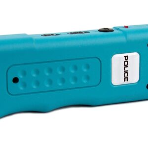 POLICE 628 Stun Gun with LED Flashlight and Siren Alarm, Blue