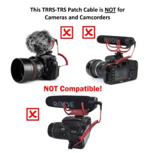 3.5mm TRS to TRRS Microphone Patch Cable Mic Cord Compatible with iPhone, Smartphone, Tablets for Rode SC7, VideoMic, VideoMicro Go, BOYA & Other External Mic (Please Read Details/Instruction Below)