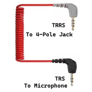 3.5mm TRS to TRRS Microphone Patch Cable Mic Cord Compatible with iPhone, Smartphone, Tablets for Rode SC7, VideoMic, VideoMicro Go, BOYA & Other External Mic (Please Read Details/Instruction Below)