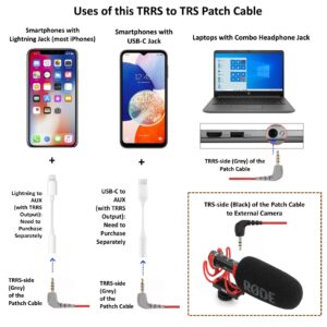 3.5mm TRS to TRRS Microphone Patch Cable Mic Cord Compatible with iPhone, Smartphone, Tablets for Rode SC7, VideoMic, VideoMicro Go, BOYA & Other External Mic (Please Read Details/Instruction Below)