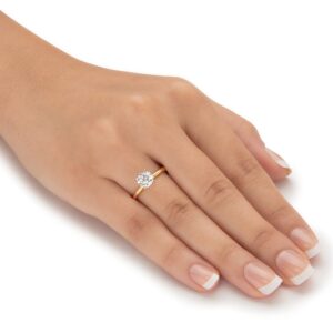 PalmBeach Yellow Gold-Plated or Sterling Silver Round Cubic Zirconia Solitaire Engagement Ring Size 6