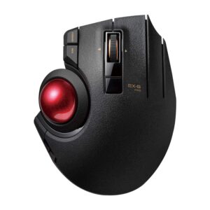 elecom ex-g pro trackball mouse, wired, wireless, bluetooth, thumb control, 8-button function, ergonomic design, optical gaming sensor, smooth red ball, windows11, macos (m-xpt1mrbk)