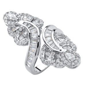 palmbeach platinum-plated pear cut cubic zirconia bypass ring sizes 6-10 size 8