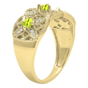 Dazzlingrock Collection 18K Round Peridot & White Diamond Ladies Bridal Engagement Ring, Yellow Gold, Size 6.5