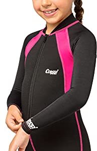 Cressi Kids Swimsuit Long Sleeve, Black/Pink, XL, X-Large