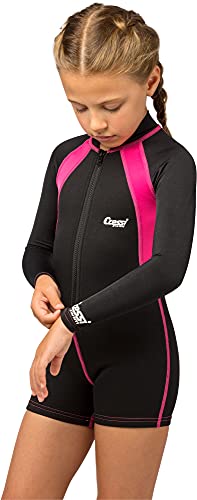 Cressi Kids Swimsuit Long Sleeve, Black/Pink, XL, X-Large