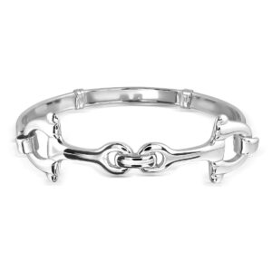 withlovesilver 925 sterling silver double horse bit equestrian bangle bracelet