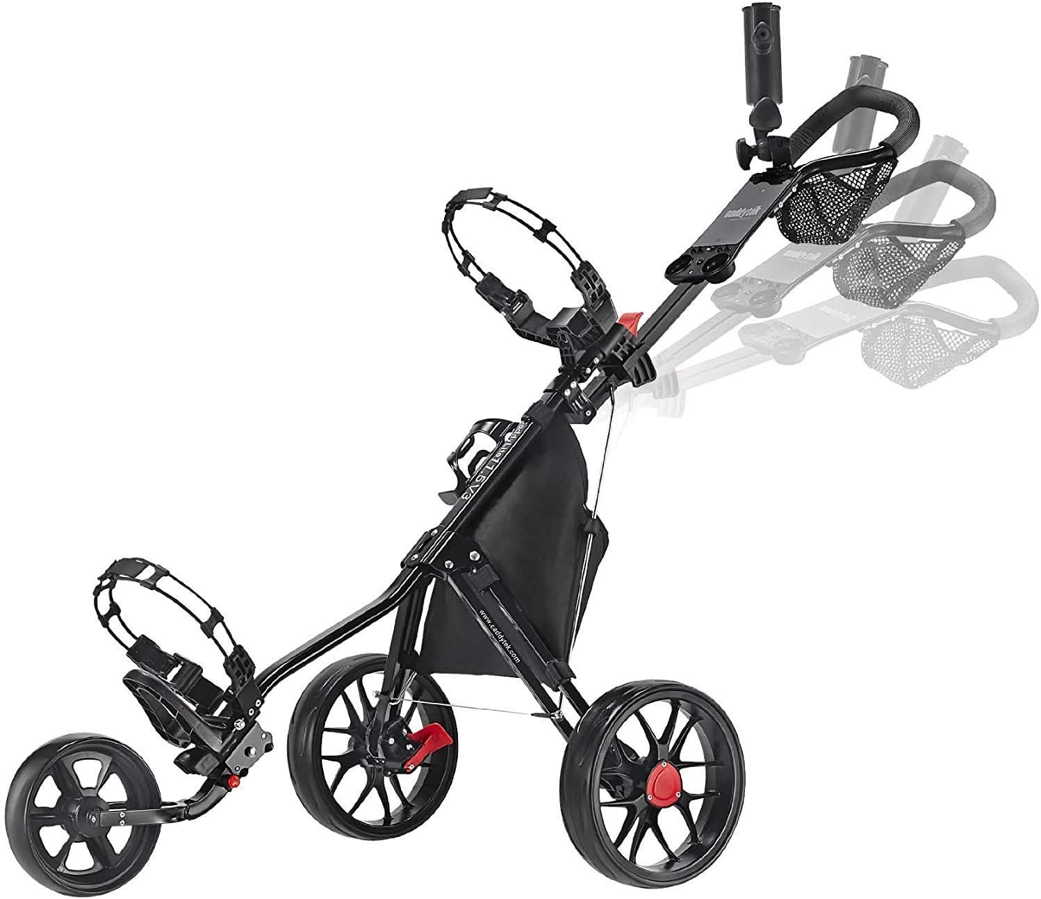 Caddytek CaddyLite 11.5 V3 3 Wheel Golf Push Cart - SuperLite Deluxe, Lightweight, Easy To Fold Caddy Cart Pushcart , Silver , 53.5 x 27 x 45"