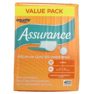 assurance premium quilted underpad, value pack, xl 30 count (2 pack)