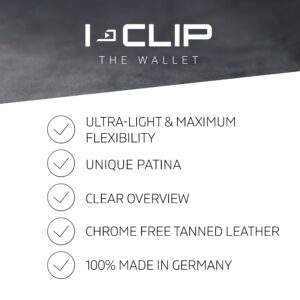 I-CLIP Original Cardholder with Moneyclip -Smooth Leather Slim Wallet - Leather Wallet - Premium Wallet - Cardholder - Soft Touch Urban Grey