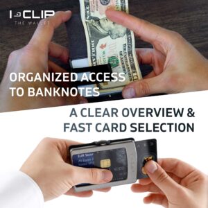 I-CLIP Original Cardholder with Moneyclip -Smooth Leather Slim Wallet - Leather Wallet - Premium Wallet - Cardholder - Soft Touch Urban Grey