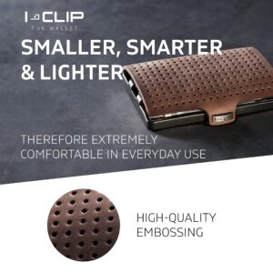 I-CLIP Original Mini Wallet with Moneyclip - Slim Wallet - Leather Wallet - Premium Wallet - Cardholder - AdvantageR Oak