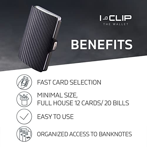 I-CLIP, Premium Men's Leather Wallet, Versatile Changeable Money clip, Secure Card Holder, Compact Men's Wallet Minimalist, Sleek Slim Design, Perfect Money Clip Wallet for Men - Gunmetal Black Carbon