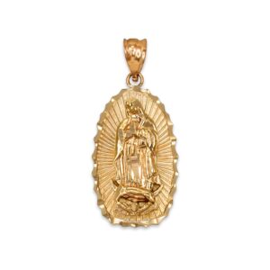 la blingz 14k yellow gold lady guadalupe dc pendant