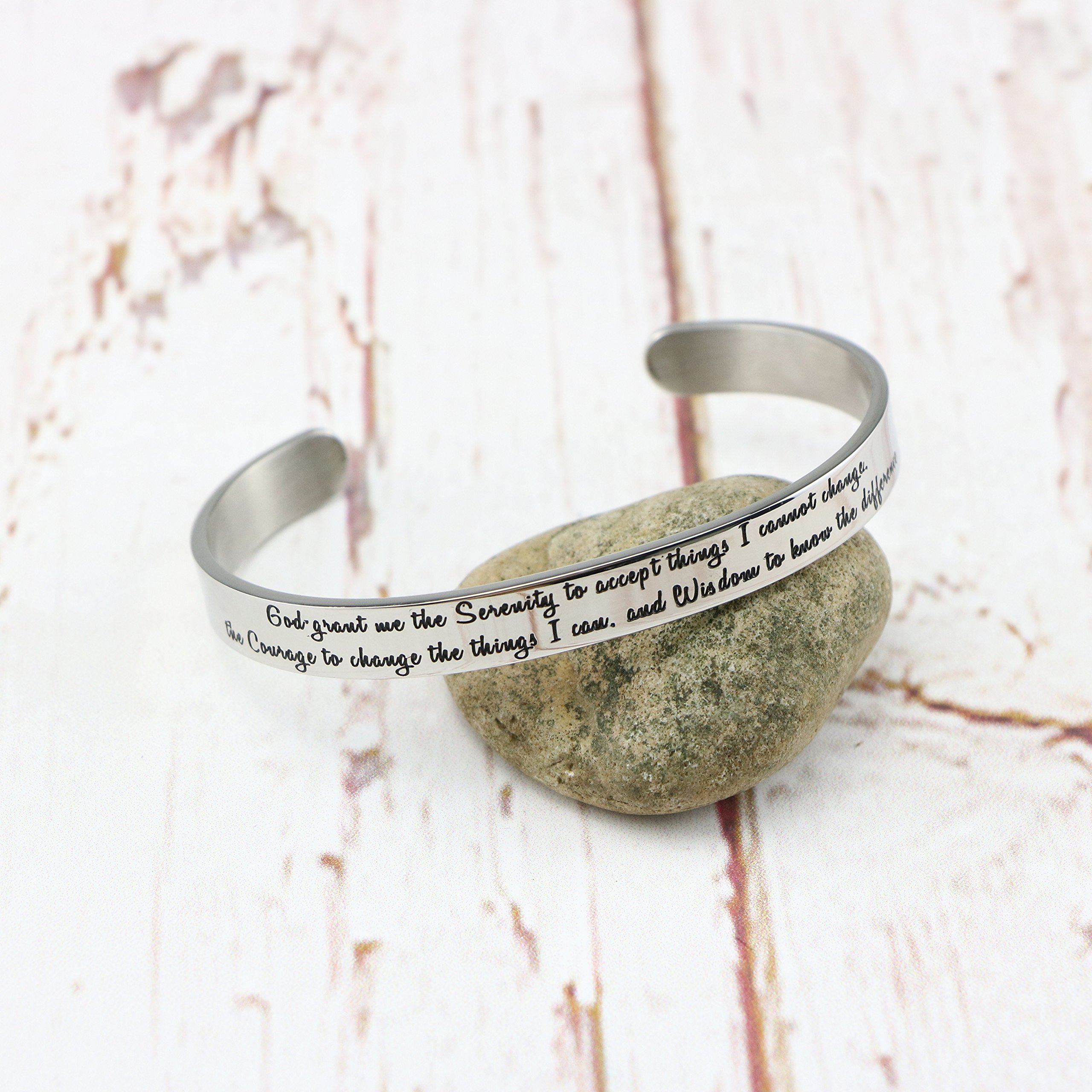 Christian Bracelets Bible Verse Jewelry Religious Hand Stamped Cuff Mantra Jewellery