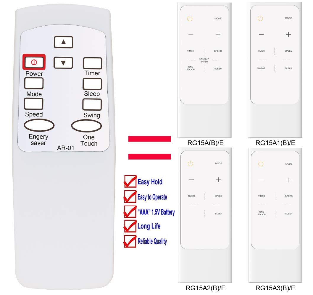 YING RAY HA-AR-01 Replacement for Ocean Breeze Air Conditioner Remote Control RG15A(B) RG15A(B)/E RG15A1(B)/E RG15A2(B)/E RG15A3(B)/E (This is not a Universal Ocean Breeze AC Remote Control)