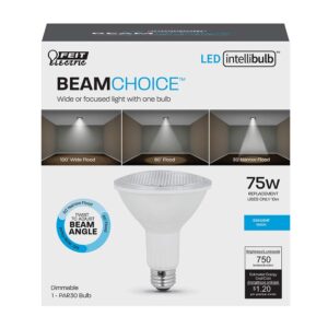 Feit Electric PAR30L 75W Equivalent LED Light Bulb, Dimmable, 5000K Daylight, 750 Lumens, 8 Year Lifetime, E26 Base, CRI 90, UL/CUL Listed, Long Beam Choice Reflector - PAR30L/ADJ/950CA