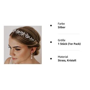 SWEETV Silver Rhinestone Wedding Headband Tiara Crystal Headpiece Bridal Hair Accessories for Bride Women