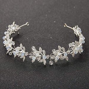 SWEETV Silver Rhinestone Wedding Headband Tiara Crystal Headpiece Bridal Hair Accessories for Bride Women