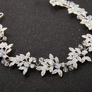 SWEETV Silver Rhinestone Wedding Headband Tiara Crystal Headpiece Bridal Hair Accessories for Bride Women