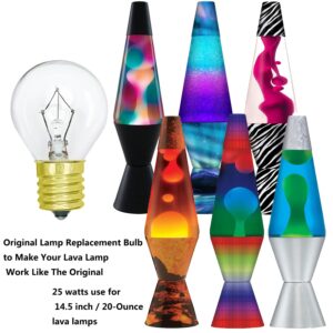 Lava Lamp Bulb 6 Pack S11 25W E17 Base Lava Lamp Light Bulb,Replacement Bulbs for 14.5 Inch Lava Lamps and Glitter Lamps,120 Volt,Dimmable,2700K Warm White