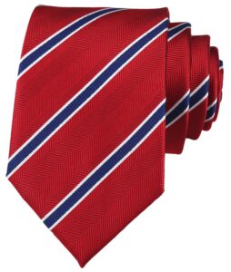 secdtie men's classic stripe jacquard woven silk tie formal party suit necktie (one size, red blue)