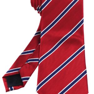 Secdtie Men's Classic Stripe Jacquard Woven Silk Tie Formal Party Suit Necktie (One Size, Red Blue)