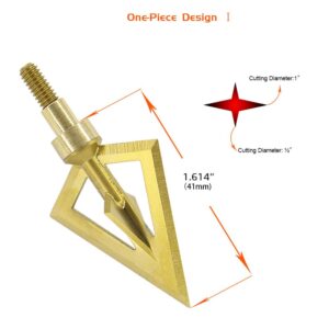 maifield Broadheads Fixed Blade One-Piece 100/125 Grain. 1inch Cut Hunting Crossbow Broad Head Archery Arrow Tip 3Pack (Gold,Pack of 3)