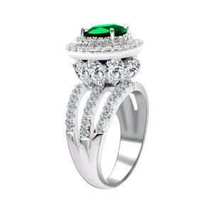 uloveido ladies stackable statement ring for women with big green crystal cubic zirconia rj213 (size 8)