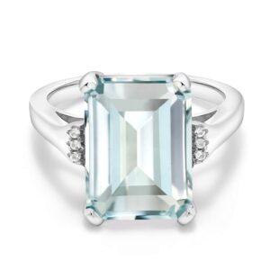 gem stone king 6.71 cttw sky blue simulated aquamarine engagement ring for women in 925 sterling silver | emerald cut 14x10mm | available in size 5, 6, 7, 8, 9