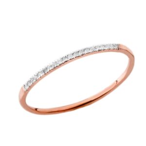 dainty modern diamond stackable wedding band in 10k rose gold (size 7.5)