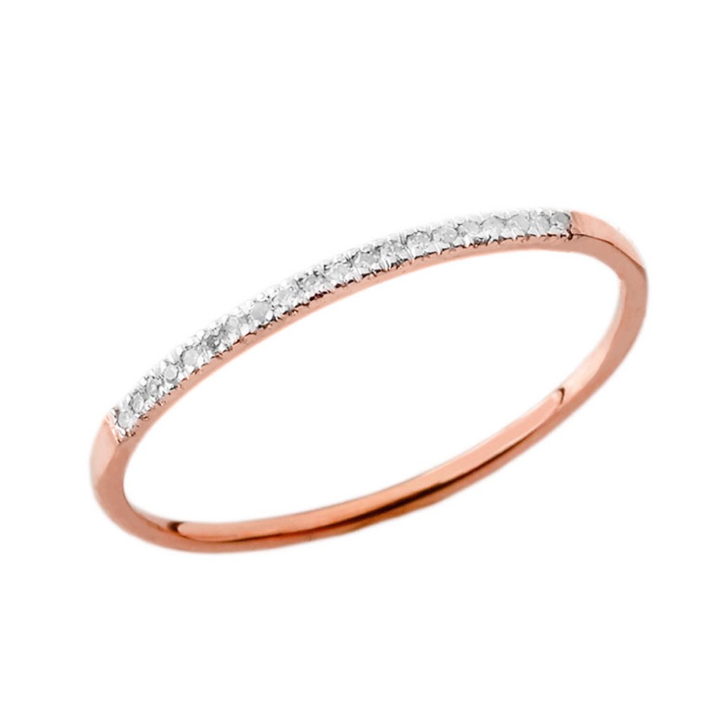 Dainty Modern Diamond Stackable Wedding Band in 10k Rose Gold (Size 7.5)