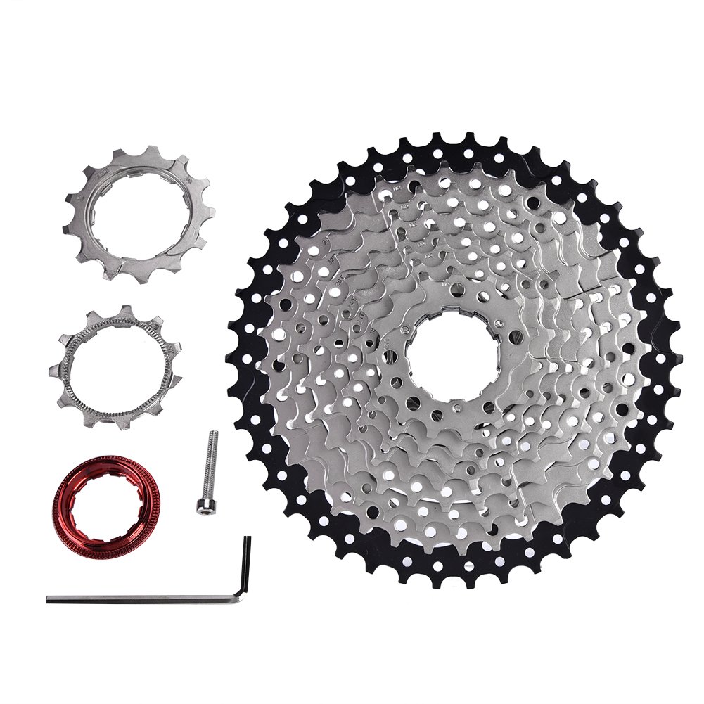 VGEBY Bike Cassette, Freewheel 10 Speed Mountain Bike Sprocket 11-42T Wide Ratio Cassette with Wrench and Screw and Spare Parts Bike Cassette 10 Baofeng Bike Cassette