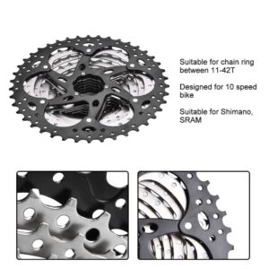 VGEBY Bike Cassette, Freewheel 10 Speed Mountain Bike Sprocket 11-42T Wide Ratio Cassette with Wrench and Screw and Spare Parts Bike Cassette 10 Baofeng Bike Cassette