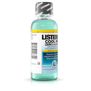 Listerine Cool Mint Zero Alcohol Mouthwash, Travel Size 3.2 Ounces (95ml) - Pack of 2