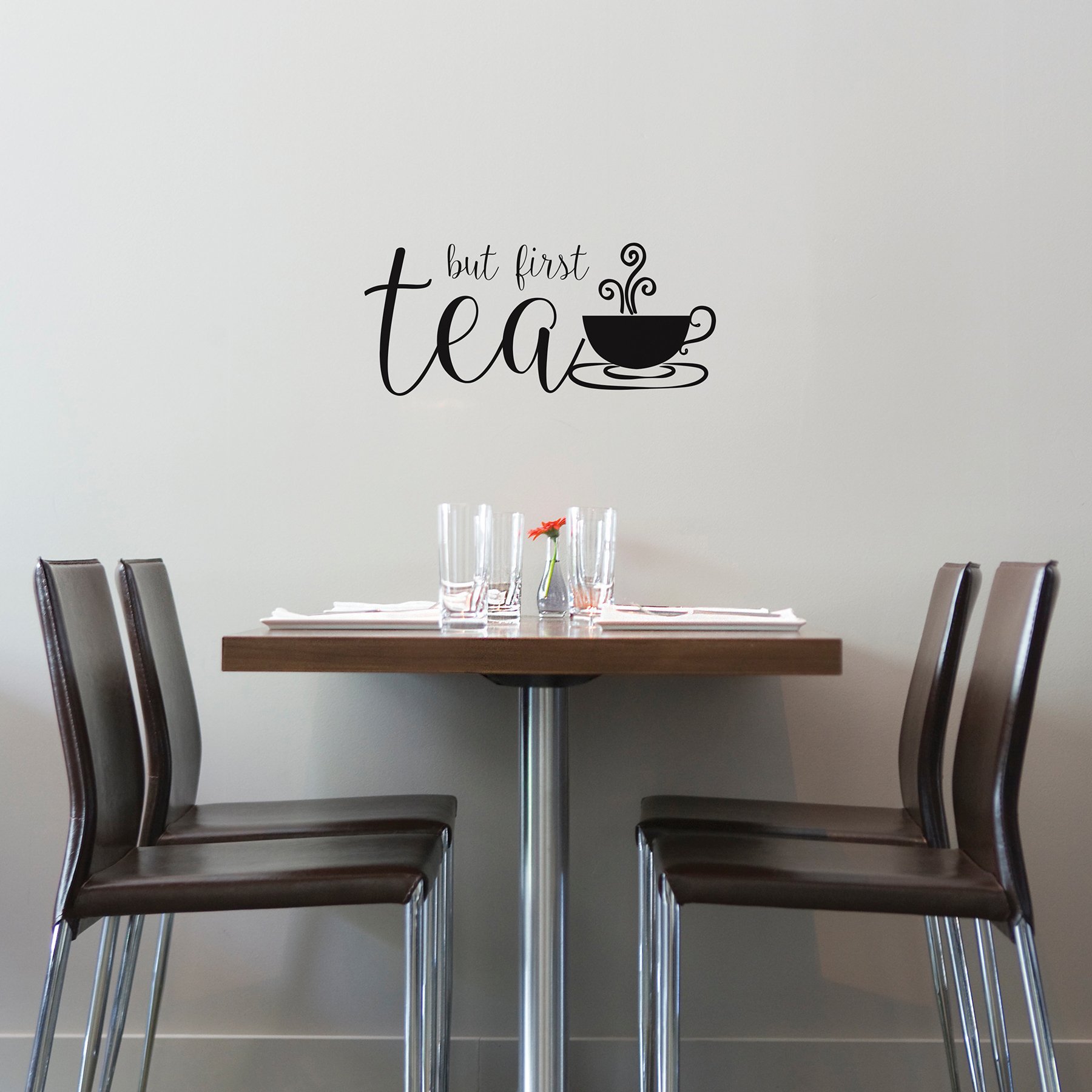 WallPops DWPQ2936 But First Tea Wall Quote, Black