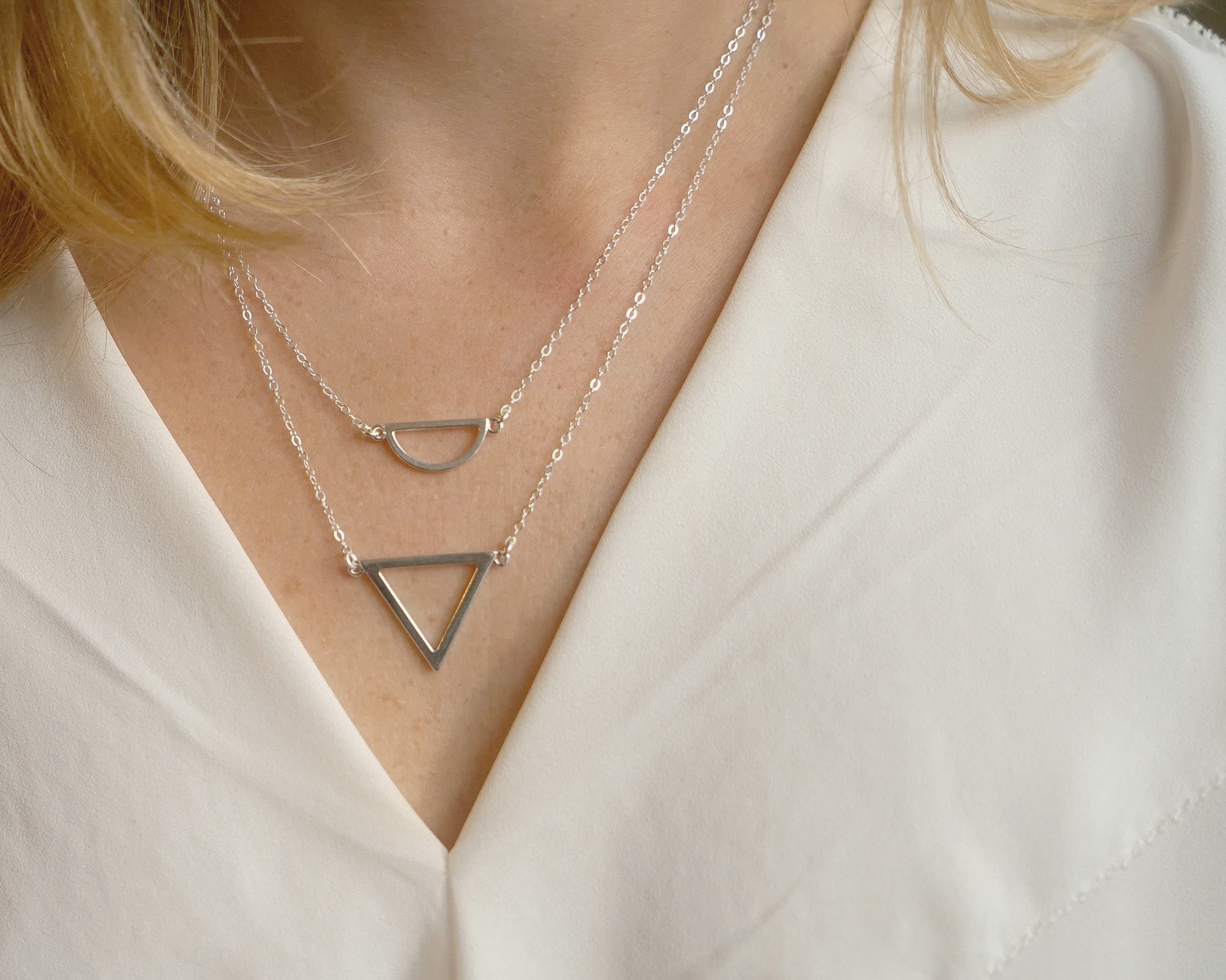 EFYTAL Graduation Gifts for Her 2024, Sterling Silver Triangle Necklace, Encouragement Gifts for Women, College Graduation Jewelry Gift for New Grad