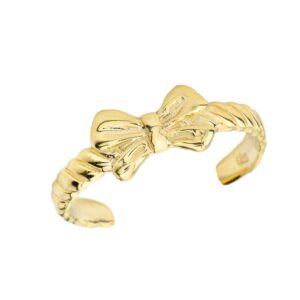 fancy 10k yellow gold bow tie toe ring