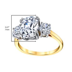 Metal Masters Co. Sterling Silver 925 Meghan Markle 14K Gold Plated Cushion Cubic Zirconia Wedding Engagement Ring 5