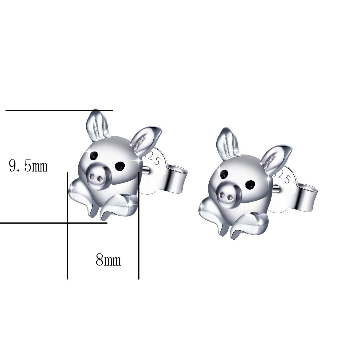 FLYOW 925 Sterling Silver Animal Earring Studs Cute Pig Earrings Women Pig Lover Gifts